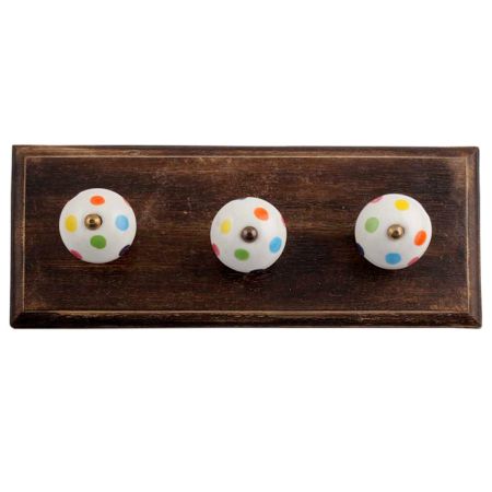 Multicolor Dot Wooden Hooks